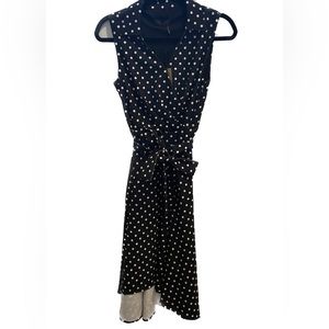 NWT Donna Karan New York Size 4 Black and White Polka Dot Sleeveless Dress